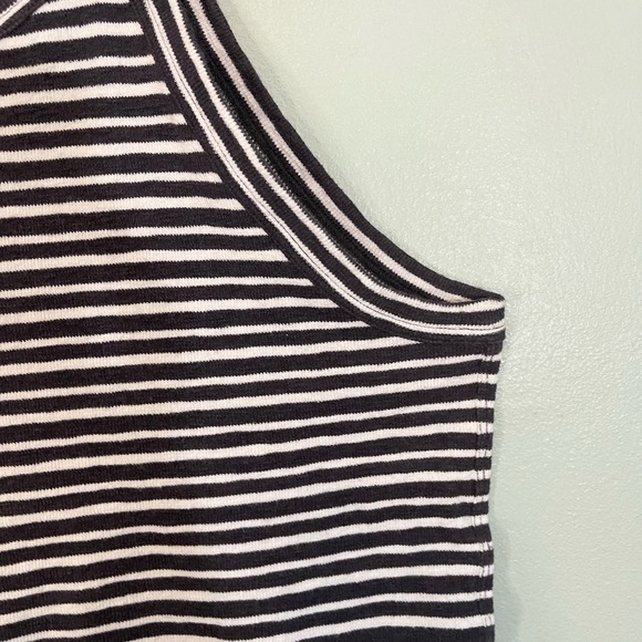 MADEWELL Halter Top Womens Small Stripe Crop Sleeveless Pullover Top Black White - Picture 7 of 8